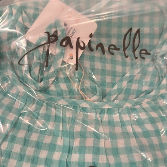 PAPINELLE SEERSUCKER GINGHAM NIGHTGOWN KNEE LENGTH NWT Sz S, M - Picture 5 of 5